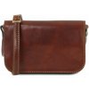 Kožená crossbody kabelka s chlopňou Carmen Tuscany Leather Farba: Hnedá