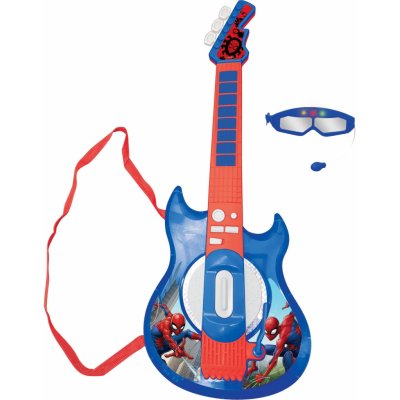 Detská gitara Lexibook Spider-Man Elektronická svietiaca gitara s mikrofónom v tvare okuliarov (3380743087429)