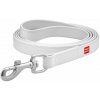 Ploché kožené vodítko s nápisom WAU dog biele 122cm, šírka: 25 mm