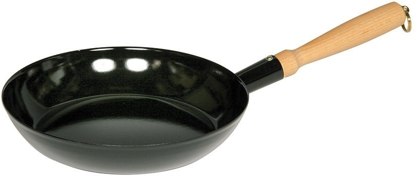 Riess Smaltovaná panvica s drevenou rúčkou čierna 19 cm