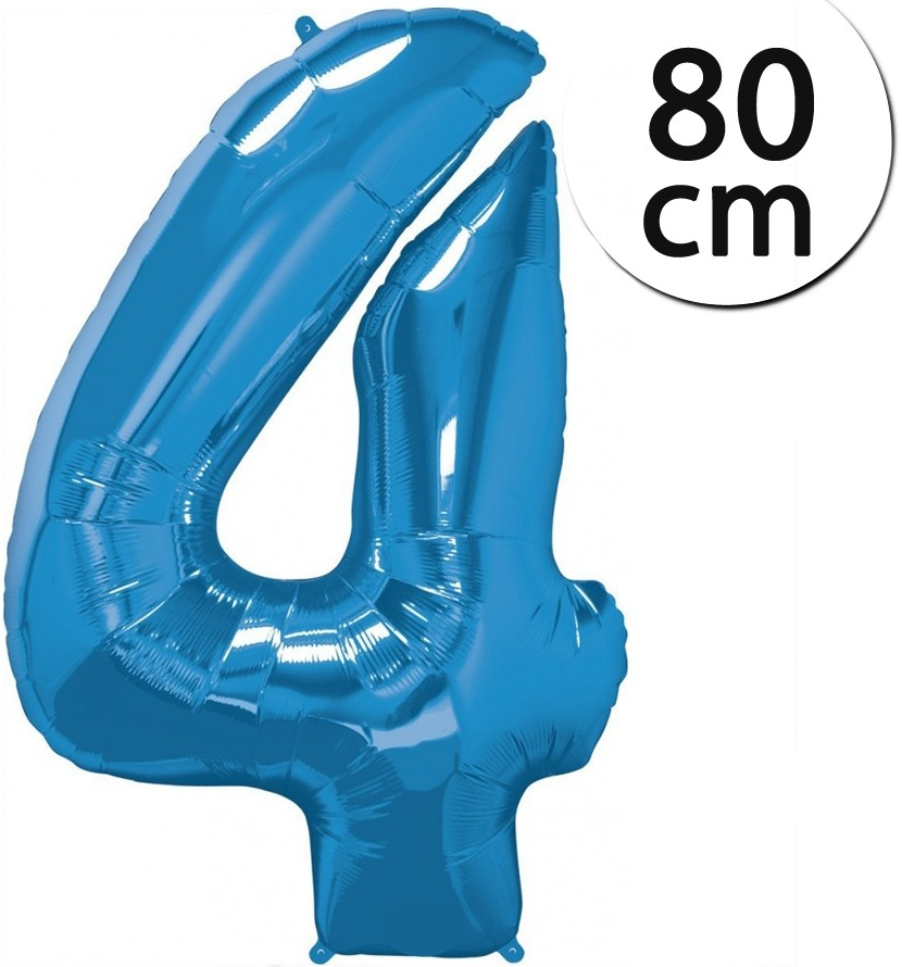 Špecifikácia FUN RAG 4Blue-600286 Heliový balón fóliový číslo 4 modrý 80 cm  - Heureka.sk