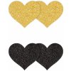 NS Novelties Pretty Pasties Glitter Hearts Black Gold 2 Pairs
