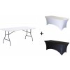 TENTino AKCIA! Skladací stôl 183x76 cm WHITE CELÝ + obrus BASIC ZADARMO Farba obrusu: BIELA / WHITE