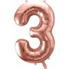 PartyDeco Fóliový balón číslo 3 ružové zlato 86 cm