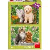 Puzzle pro děti Dino 2x48 dílků Pejsek a kočička na zahradě