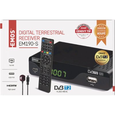 DVB-T2 přijímač Emos EM190-S HD DVB-T2 H.265/HEVC