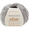 Pletacia vlna Alize MERINO ROYAL 762 svetlá sivá