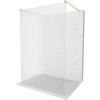 Mexen Kioto, sprchová zástena Walk-In 130 x 200 cm, 8mm sklo s rebrovým vzorom, zlatý matný profil, 800-130-002-55-09