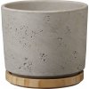 Soendgen Keramik Paros Delux Obal na kvetináč, ø 23 cm, 20 cm, keramika, drevo, sivá, 62925