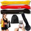Odporové gumy na cvičenie, fitness sada 3 pásy + úchyt + tréningový plán