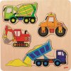 GOKI Drevené vkladacie puzzle Stavebné stroje