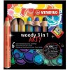 Woody Pastelka vodovka a voskovka v jednom STABILO 3 in 1 ARTY 6 ks sada s strúhadlom