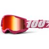 Motokrosové okuliare 100% Strata 2 Mirror Fletcher ružová, zrkadlové červené plexi