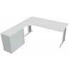 Hobis Pracovný stôl Flex, ergo, pravý, 180x75,5x200,0 (40x80) cm, biela/kov