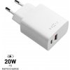 FIXED Sieťová nabíjačka s USB-C a USB výstupom, PD, QC 3.0, 20W, biela FIXC20N-CU-WH - Univerzálny USB adaptér