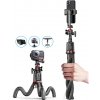 Techsuit - Selfie Stick (C03) selfie tyč so statívom, flexibilná teleskopická tyč, Bluetooth diaľkové ovládanie, 360° guľová hlava, 64 cm – čierna