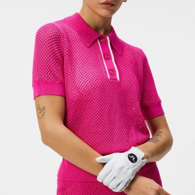 Dámske sieťované tričko J.Lindeberg Golf Sindra ružové