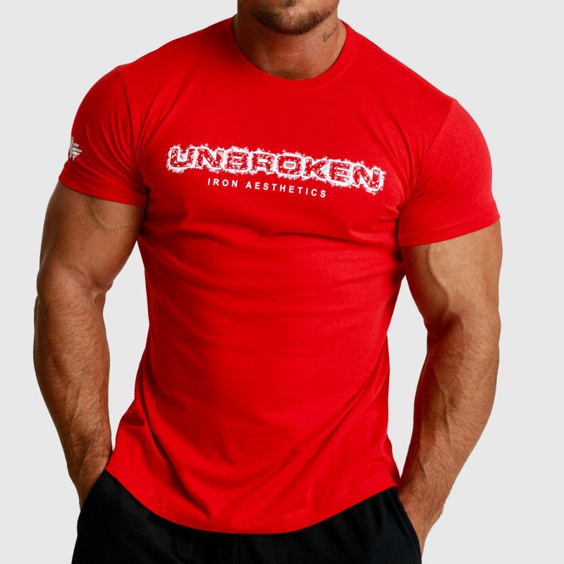 Iron Aesthetics pánske fitness tričko Unbroken červené