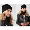 Fashionweek dámsky zimný set čiapka + šál flísová podšívka ZIZI-B Čierna