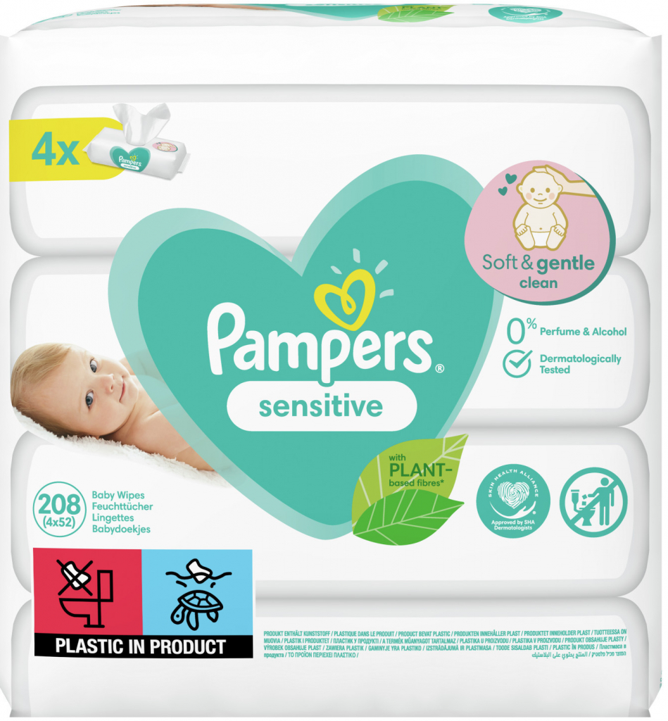 Pampers Sensitive detské čistiace utierky 4 x 52 ks od 6,99 € - Heureka.sk