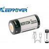 KeepPower P1634U2 16340 1000mAh Li-ion 3V Button top s ochranou USB nabíjateľný akumulátor