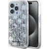 Karl Lagerfeld Liquid Glitter Monogram Gradient zadný kryt pre iPhone 15 Pro White