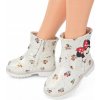 Brokátové čižmy Kozačky na zips Minnie Mouse Snehule s kožušinou *25*