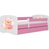 Kocot kids Posteľ Babydreams macko s motýlikmi ružová, variant 80x180, bez šuplíků, s matrací