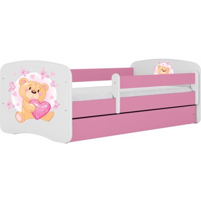 Kocot kids Posteľ Babydreams medvedík s motýlikmi ružová, varianta 70x140, se šuplíky, s matrací