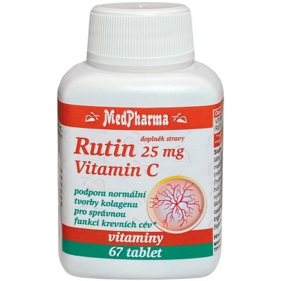 MedPharma Rutin 25 mg + vitamin C tablety na podporu tvorby kolagénu 67 tbl