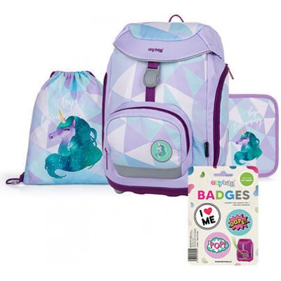 Karton P+P Školská taška pre dievčatá OXY Sherpy Unicorn 4dielny set