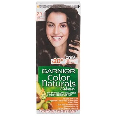 Garnier Color Naturals Créme permanentní zářivá barva na vlasy 40 ml odstín 2,0 Soft Black pro ženy