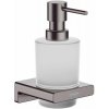 Hansgrohe AddStoris - Dávkovač mydla s držiakom, matné sklo/kefovaný čierny chróm - 41745340