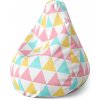 Sablio Sedací vak Pear Trojfarebné Trojuholníky - 140 x 100 x 25 cm