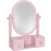 Jabadabado Ružové drevené toaletné kozmetické zrkadlo - šperkovnica s 2 zásuvkami a vešiakmi (FSC)
