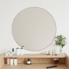 Nástenné zrkadlo strieborné Ø 60 cm okrúhle-ForU-348177
