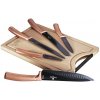 BERLINGERHAUS Sada nožů s nepřilnavým povrchem + prkénko 6 ks Rosegold Metallic Line BH-2575