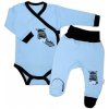 Baby Nellys 2-dílná sada body dl. rukáv + polodupačky modrá Zebra