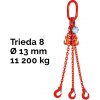 Reťazový záves, oko-3 hák, skracovač, Nosnosť 11 200/8 000 kg, G8-13, Certifikát 11 200 / 8000 kg 5,5 m Červená