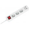 REBEL predlžovačka 3x 230V 2x USB s vypínačom biela 5m URZ3202-5