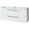 Mereo Bino Skrinka s dvojumývadlom 121x55x46 cm, 2 zásuvky, lesklá biela CN663