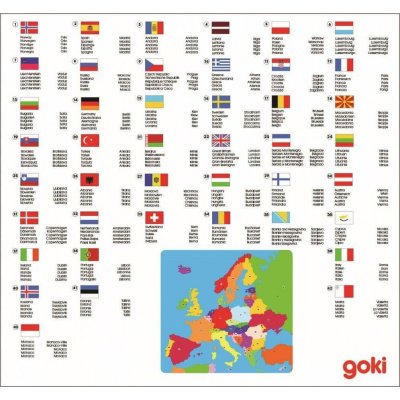 GOKI Drevené puzzle Mapa Európy 35 dielov