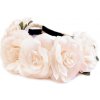 Pružná čelenka do vlasov s kvetmi - ružová hmlovo (20 ks)