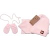 Baby Nellys Pletená čiapka so šálom a rukavičky 3v1, STAR sv. růžová
