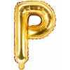 PartyDeco Fóliový balón Mini - Písmeno P 35cm zlatý