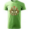 Folklór - hnedé vtáčiky - Klasické pánske tričko vyššej gramáže - 2XL ( Trávová zelená )