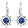 Strieborné náušnice kvetinky s modrým zirkónom