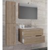 VCM VCM 4-dielna umývadlová skrinka Badinos 2 zásuvky 60 cm zrkadlová skrinka + vysoká skrinka, dub Sonoma