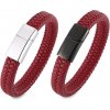 Pánsky kožený prepletaný náramok Hyginus Červený - 21,5 cm / Černá