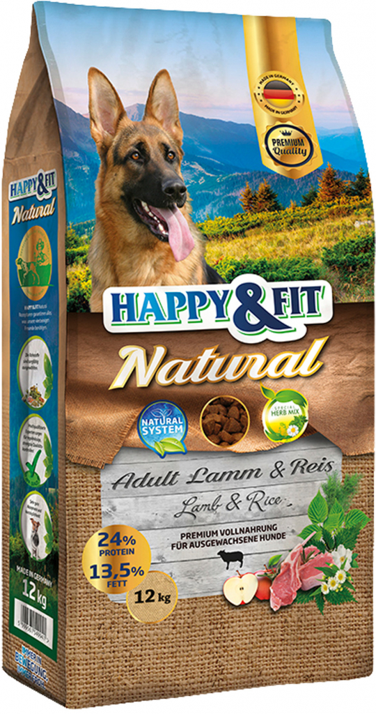 Happy & Fit Natural Adult Lamm & Reis 12 kg
